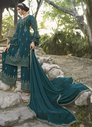 Teal Georgette Ready To Ship Salwar Kameez