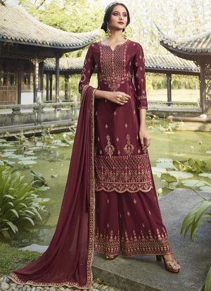 Maroon Georgette Ready To Ship Salwar Kameez