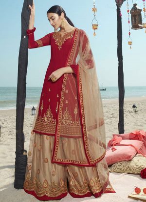 Red Georgette Ready To Ship Salwar Kameez
