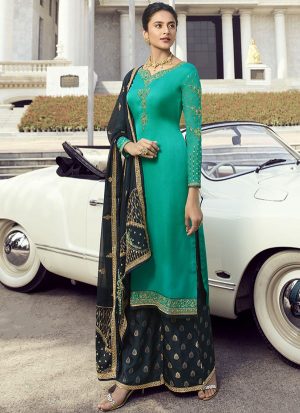 Turquoise Georgette Pakistani Salwar Kameez