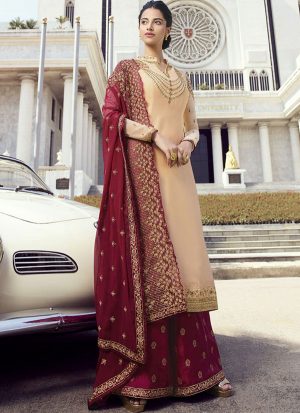 Cream Georgette Pakistani Salwar Kameez