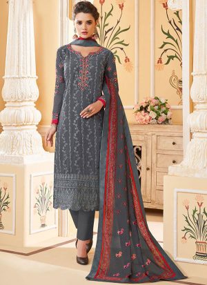 Grey Georgette Readymade Suits