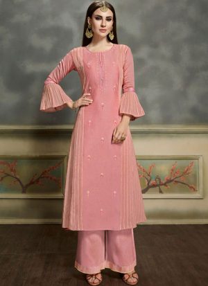 Baby Pink Silk Blend Kurtas And Kurtis