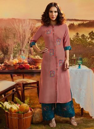 Dark Pink Rayon Kurtas And Kurtis