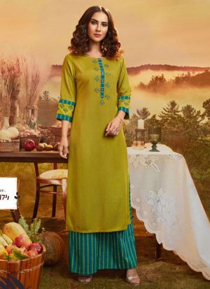 Olive Rayon Kurtas And Kurtis
