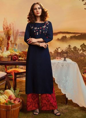 Navy Blue Rayon Kurtas And Kurtis