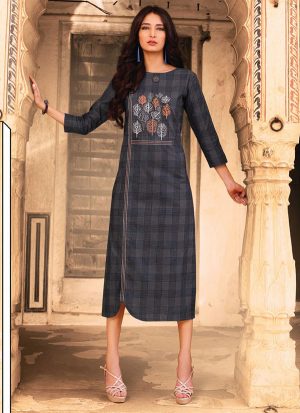 Light Black Cotton Short Kurtis