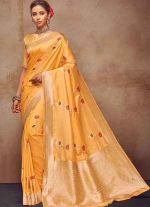 Yellow Art Silk Sarees Art Silk Sarees