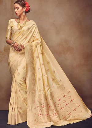 Cream Art Silk Sarees Art Silk Sarees