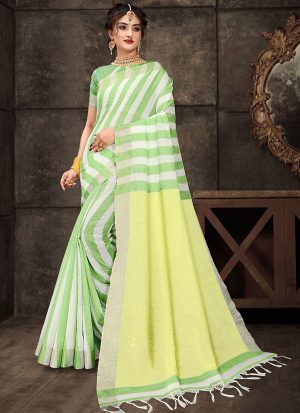 Light Green Cotton Silk Cotton Silk Sarees