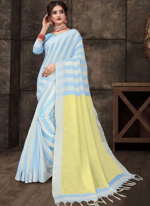 Sky Blue Cotton Silk Cotton Silk Sarees