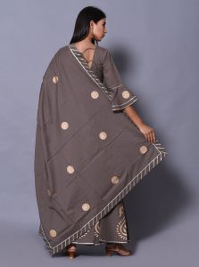 Grey Printed Cotton Readymade Lehenga Cholis