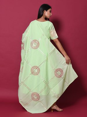 Green Block Print Cotton Kurta Sets