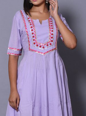 Purple Block Print Cotton Kurtis