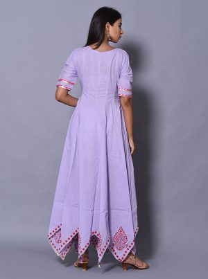 Purple Block Print Cotton Kurtis