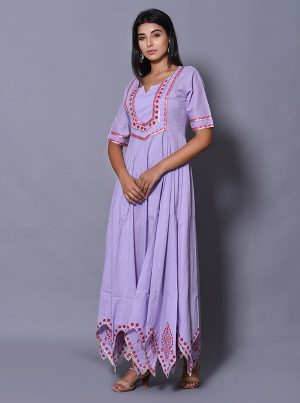 Purple Block Print Cotton Kurtis