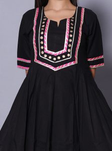 Black Block Print Cotton Kurtis