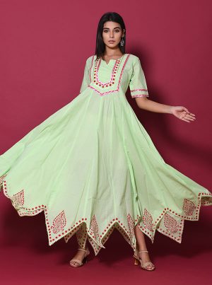 Pista Block Print Cotton Kurtis