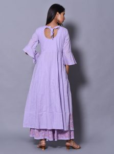 Purple Block Print Cotton Kurta Sets