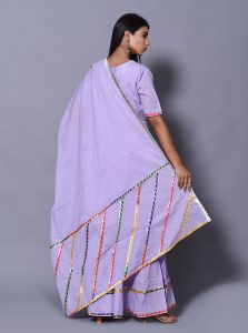Purple Block Print Cotton Kurta Sets