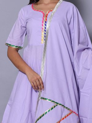 Purple Block Print Cotton Kurta Sets