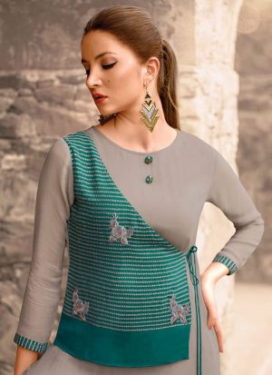 Grey Georgette Pakistani Kurtis