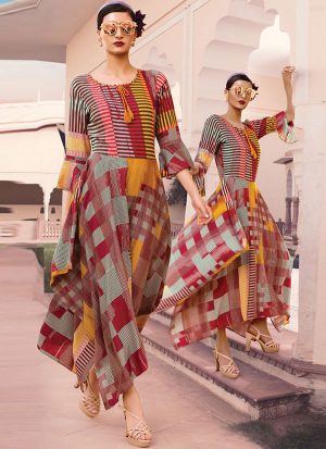Multicolor Rayon Pakistani Kurtis