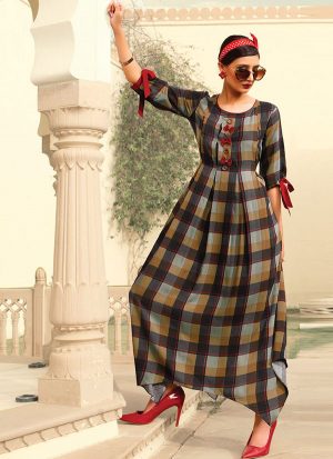 Multicolor Rayon Pakistani Kurtis