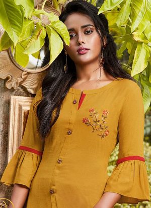 Yellow Rayon Kurtas And Kurtis