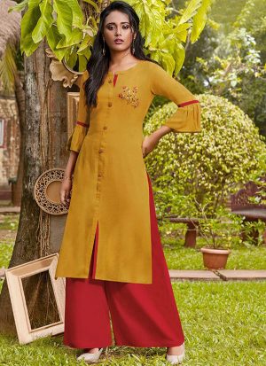 Yellow Rayon Kurtas And Kurtis