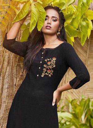 Black Rayon Kurtas And Kurtis