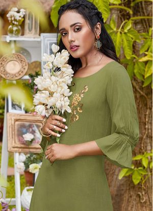 Olive Rayon Kurtas And Kurtis