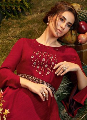 Red Viscose Pakistani Kurtis