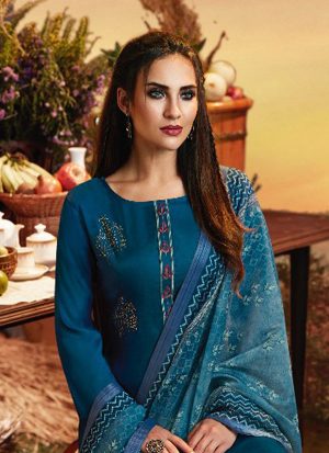 Teal Satin Ethnic Kurtis