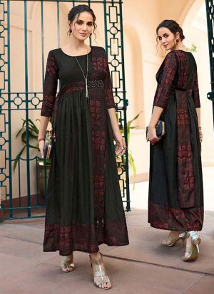 Black Rayon Long Kurtis