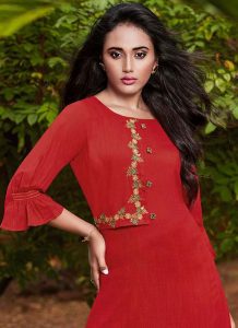 Red Rayon Kurtas And Kurtis