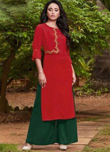 Red Rayon Kurtas And Kurtis