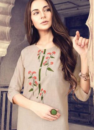Cream Cotton Kurtas And Kurtis