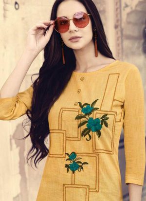 Yellow Cotton Kurtas And Kurtis