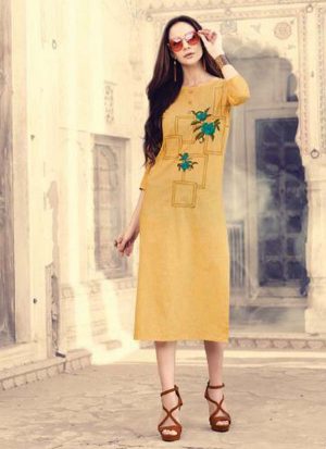 Yellow Cotton Kurtas And Kurtis