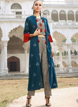 Dark Teal Rayon Kurtas And Kurtis