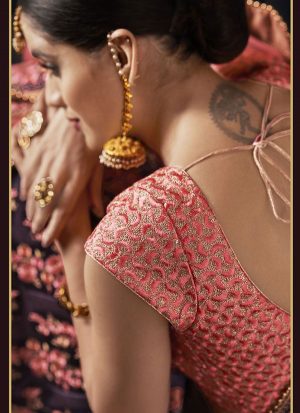 Light Violet Designer Wedding Wear Embroidery Lehenga
