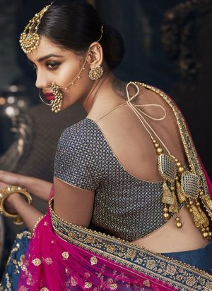 Royal Blue Designer Wedding Wear Embroidery Lehenga