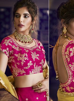Dark Rani Pink Designer Wedding Wear Embroidery Lehenga