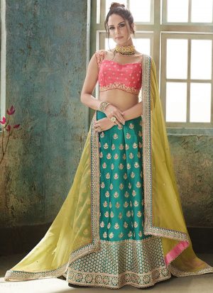 Grey Designer Wedding Wear Embroidery Lehenga