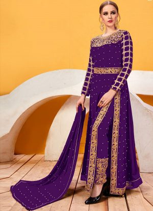 Purple Georgette Pakistani Salwar Kameez