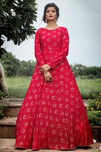 Rani Foil Printed Work Gerorgette Anarkali Long Gown