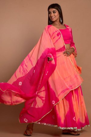 Pink Elegant Gota Work Nazneen Chiffon Lehenga Choli