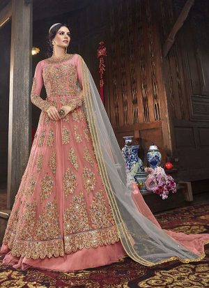 Light Pink Net Wedding Salwar Kameez