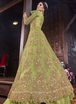 Lime Net Wedding Salwar Kameez